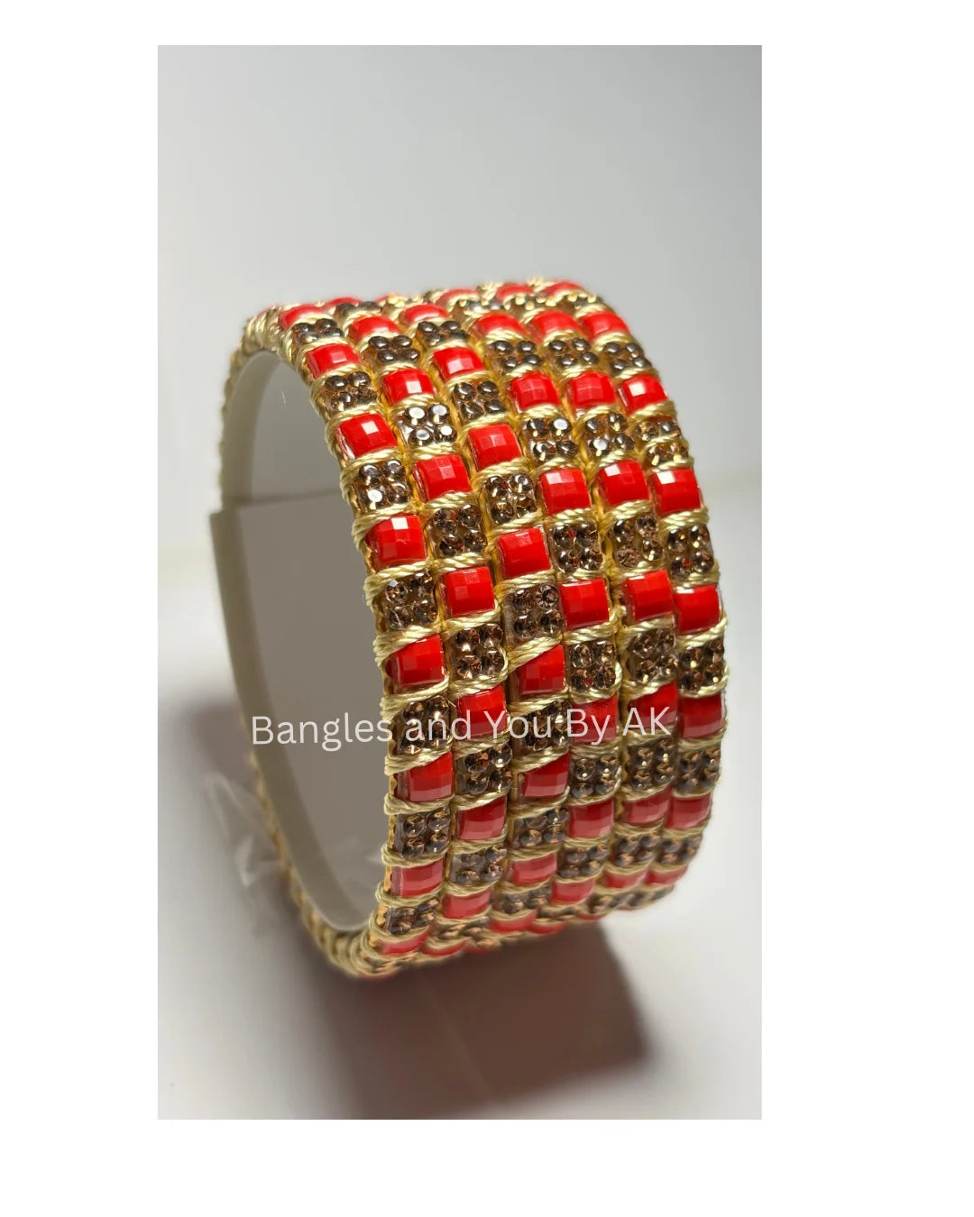 Yellow & Red Chipwork Bangles – Handmade Festive Set